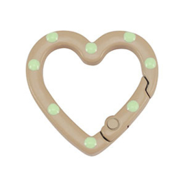 1 x Gekleurde onderdelen sleutelhanger hart Beige-green ca. 25x26x4mm