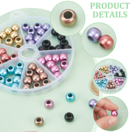 1 doosje Acryl kralen rondelle groot gat 10 mm – gat 4,8 mm – mix kleuren