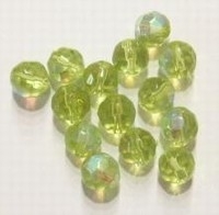 10 x Glaskraal facet kristal Lime AB 8 mm