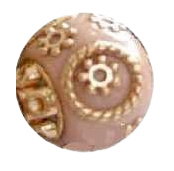 Bohemian kraal of Kashmiri kraal roze met goud, 15 mm, gat 1,2 mm