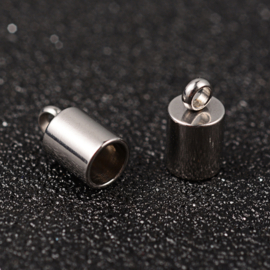 2 x Tarnish resistance RVS 304 metalen eindkapjes 10 x 6mm Ø5 mm oogje 2mm