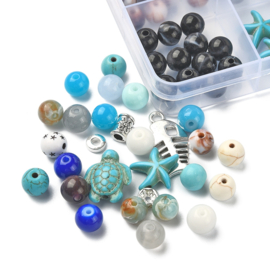 1 x DIY sieradenmaak set – 371-delige kralenmix met bedels en metalen onderdelen – gemengde kleuren