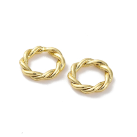 5 x Metalen gesloten ring gedraaid 8 mm – Ø 5 mm – Real 14K Gold Plated  (Nikkelvrij)