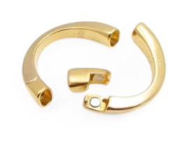 1 x DQ metaal halve armband met magneet sluiting goud kleur ca. 60 x 13mm, gat 10 x 6mm (Nikkelvrij)