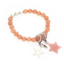 Prachtige Biba Armband roze met ster Silver plated