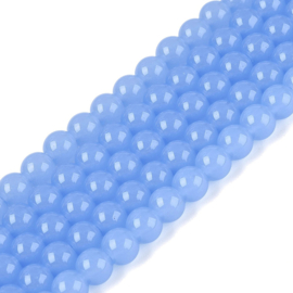 30 x Imitatie jade glaskralen rond 6-6,5 mm – gat 1,4 mm – Cornflower Blue