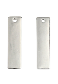 2 x metalen naamlabel hangers rechthoek 31x8mm platinum kleur