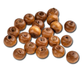 40 x Houten kralen rond 6~7mm x 5~6mm gat: 1,5mm Coffee