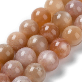 10 x edelsteen kralen van Sunstone (Zonnesteen) – 10 mm – kleur oranje/brons – gat ca. 1 mm