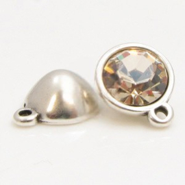 1 x  DQ metaal hanger punsteen voor SS39 ( c.a. 8mm) antique zilver kleur ca.12,3 x 10 mm oogje 1 mm (Nikkelvrij)