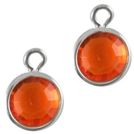 1 x DQ facethanger gekleurd Zilver-orange 7 x 10 mm (op is op!)  (Nikkelvrij)