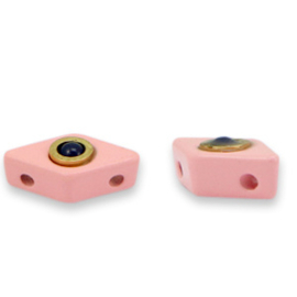 2 x metalen Tile beads rhombus Rosette pink ca. 12x7mm (Ø1.2mm)