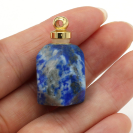 Gedenk hanger mini urn edelsteen Lapis Lazuli goudkleur