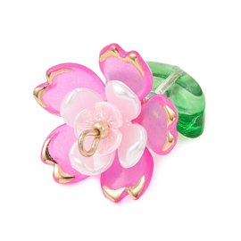 2 x Bloem bedel acryl 20,5 x 18 x 18,5 mm – gat 1,8 mm – Magenta