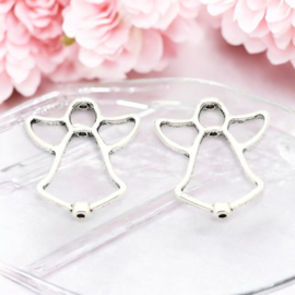 4 x Metalen frame kraal Engel, antiek zilver kleur, afm. 25 x 21 x 3mm gat: 1mm (Nikkelvrij)