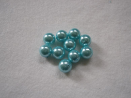 20 x prachtige glasparel  12mm  Gat: 1mm kleur:  licht turquoise