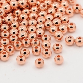 25 x Rose Gold kraaltjes, 3mm gat: c.a. 1mm