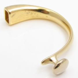 1 x DQ metaal halve armband goud kleur ca. 61 x 27mm, gat 4x8mm (Nikkelvrij)
