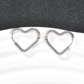 2 x 201 RVS creolen hart 21,5 x 18,5 mm – RVS kleur