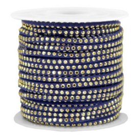 1 meter Imitatie leer 3mm met goud aluminium studs Gold-dazzling blue