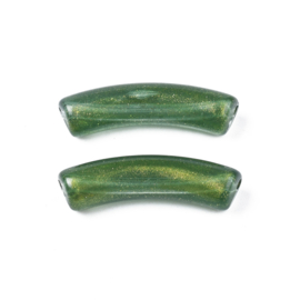 10 x Acryl kralen tube dark green glitter power  ca. 32x8mm (gat Ø1.8mm)