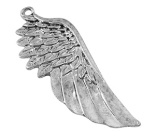 2 x grote Tibetaans zilveren Engelen vleugel, oud zilver 56 x 26 x 2mm Gat 2,5mm