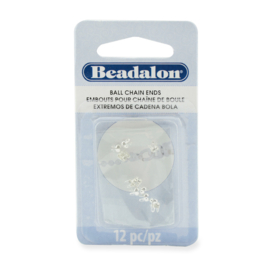 12 x beadalon ball chain ends, kalotjes Ø 2,4mm verzilverd