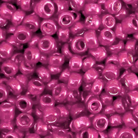 20 gram Glaskralen Rocailles 8/0 (3mm) Metallic shine cerise pink