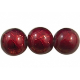 20 stuks Glaskraal rond rood gemêleerd 8 mm gat: 1mm