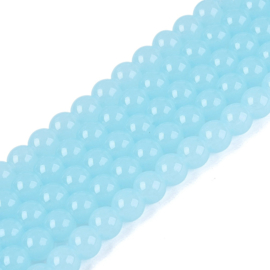 30 x Imitatie jade glaskralen rond 6-6,5 mm – gat 1,4 mm – Light Sky Blue