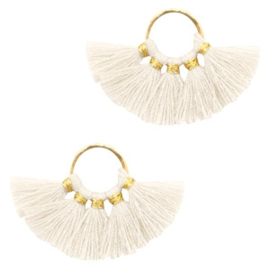 Kwastjes hanger Gold-ivory white