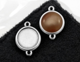 1 x Metalen cabochon houder tussenzetsel tray Ø 10 mm antiek zilverkleur