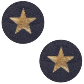 1 x Houten cabochon star 12mm Dark blue