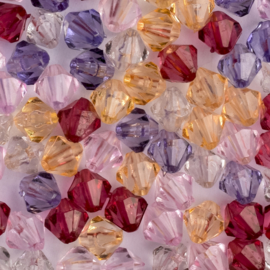 20 x Bicone Tsjechische kralen facet kristal 6mm Kleur: rood, paars, geel, roze gat c.a.: 1mm