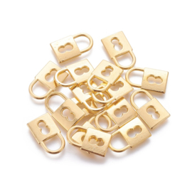 2 x Bedels hangslotje Goudkleur 19 x 11 x 1,5mm (nikkelvrij)