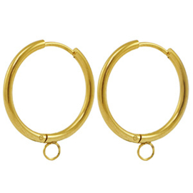 2 x Roestvrij stalen (RVS) Stainless steel oorbellen creolen 22mm Gold ca. 22mm (Ø3.1mm)