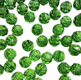 10 x ronde glaskraal facet 10mm kleur: groen gat: 1mm