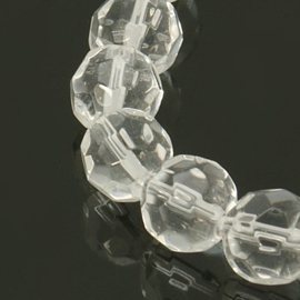 15 stuks ronde facet glaskralen transparant 10mm