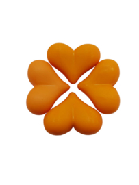 5 x Acryl kraal met hart Oranje 17 x 22 x 10 mm; Gat 2 mm