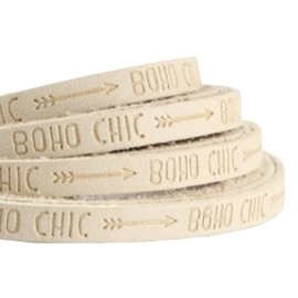 20 cm Plat imi leer 5mm met quote - Boho chic -Beige ♥