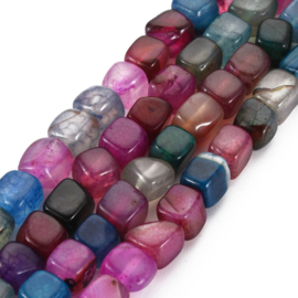 10 x Agaat edelsteen kralen kubus 5-8 x 4-8 x 4-6 mm – gat 1,2 mm – Old Rose
