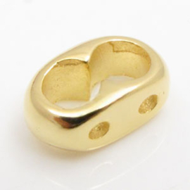 1 x DQ metaal schuiver, verdeler ca. 6x12mm gat 2x4mm goud kleur (Nikkelvrij)