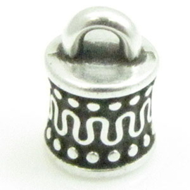 1 x DQ metaal eindkap antiek zilver kleur ca. 10 x 6mm Ø4mm (Nikkelvrij)