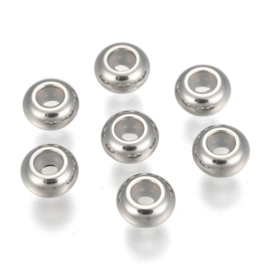 RVS 304 smart bead stopper ca. 6 x 3mm gat 3mm (rubber gat Ø2mm)