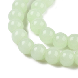 30 x Glaskralen imitatie jade rond 6-6,5 mm – gat 1,4 mm – Light Green