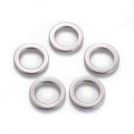 4x Gesloten RVS metalen ring 21 x 1,2mm gat: 14,3mm