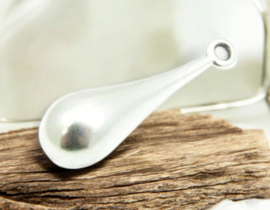 1 x DQ metaal hanger pegel 25 x 8mm Ø1,5mm antiek zilver kleur (Nikkelvrij)