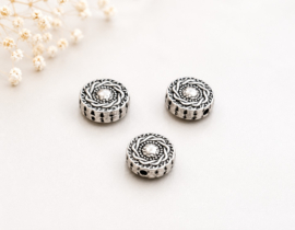 10 x Metalen kralen rond plat 10 x 4 mm – gat 1 mm – antiek zilverkleur (Nikkelvrij)