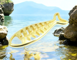 DQ metaal hanger vis 40x13mm goudkleur (Nikkelvrij)
