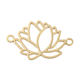 1 x Metalen verdeler lotusbloem 23.5 x 14 mm – gat 1.6 mm – goudkleur – Rack Plating (Nikkelvrij)